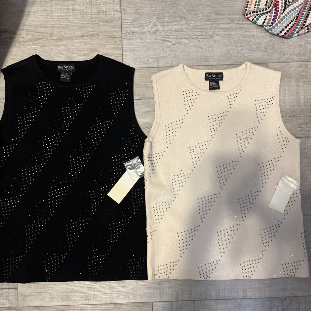 Bay Studio Silk‎ Blend Sleeveless Vests. Petite Med.  Lot If 2.  NWT